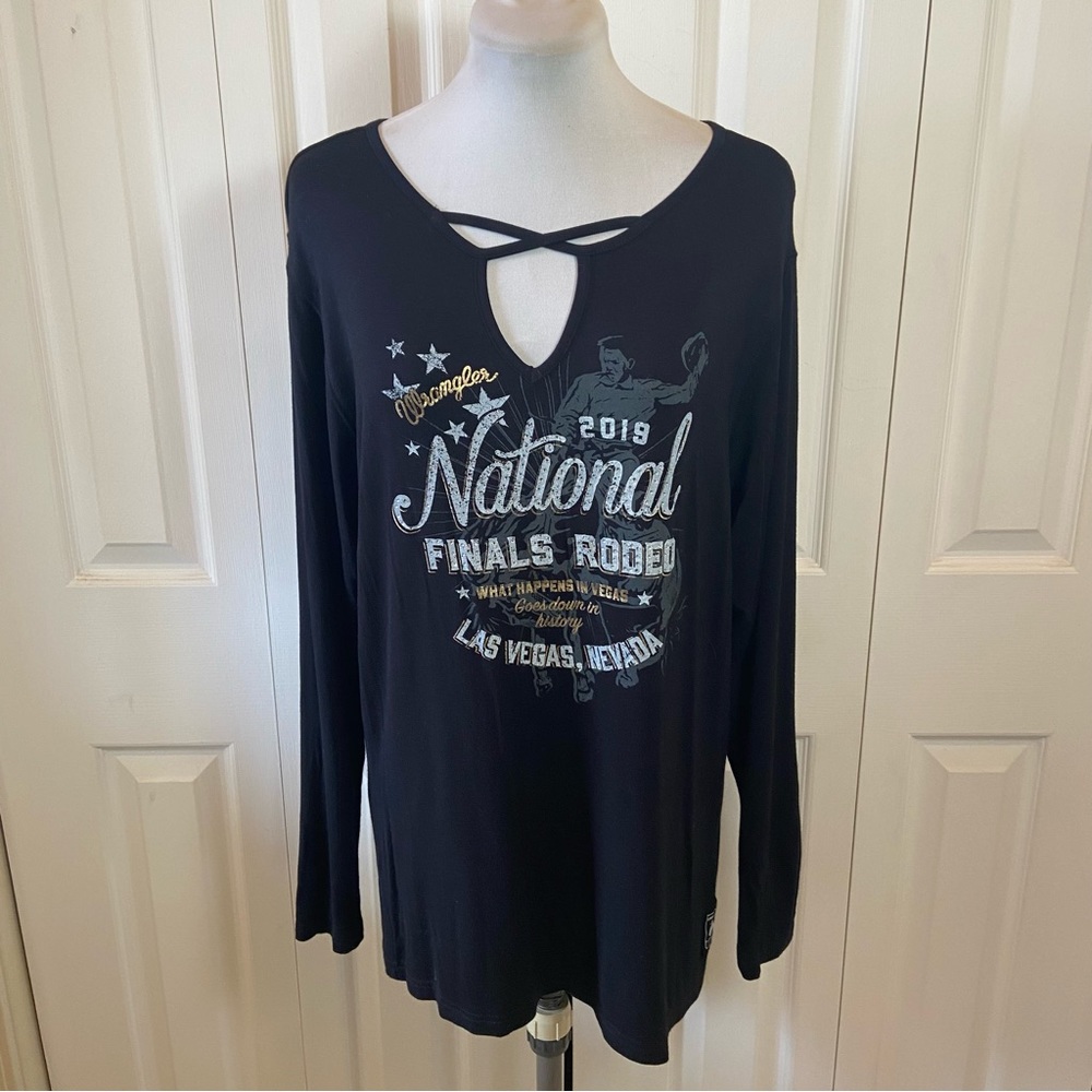 Prorodeo PRCA National Finals Rodeo Black Bling Top Las Vegas Wrangler 2019 Med